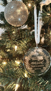 Glass Slice Married Ornament