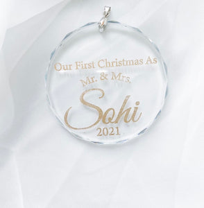 Christmas Engraved Glass Slice Ornament